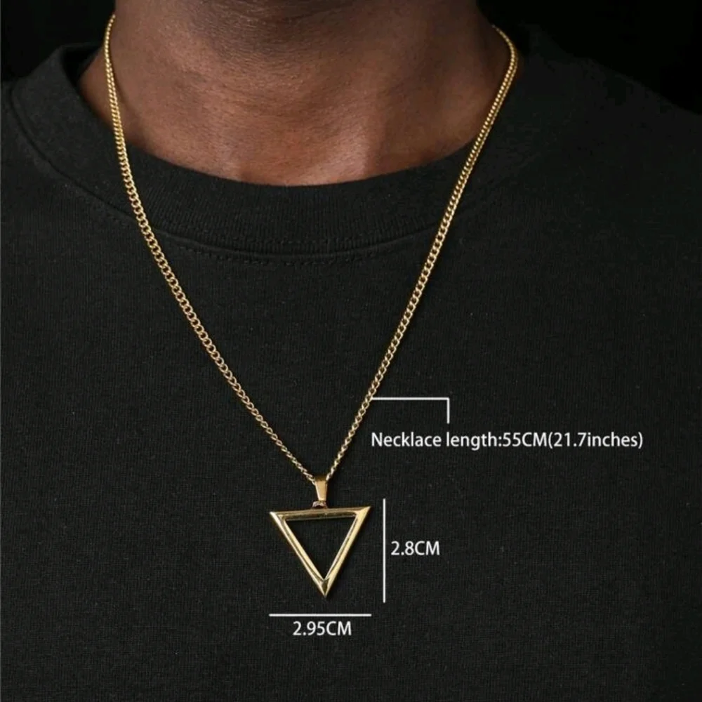 NEW! TRIANGLE PENDANT NECKLACE CHAIN - Picture 3 of 4